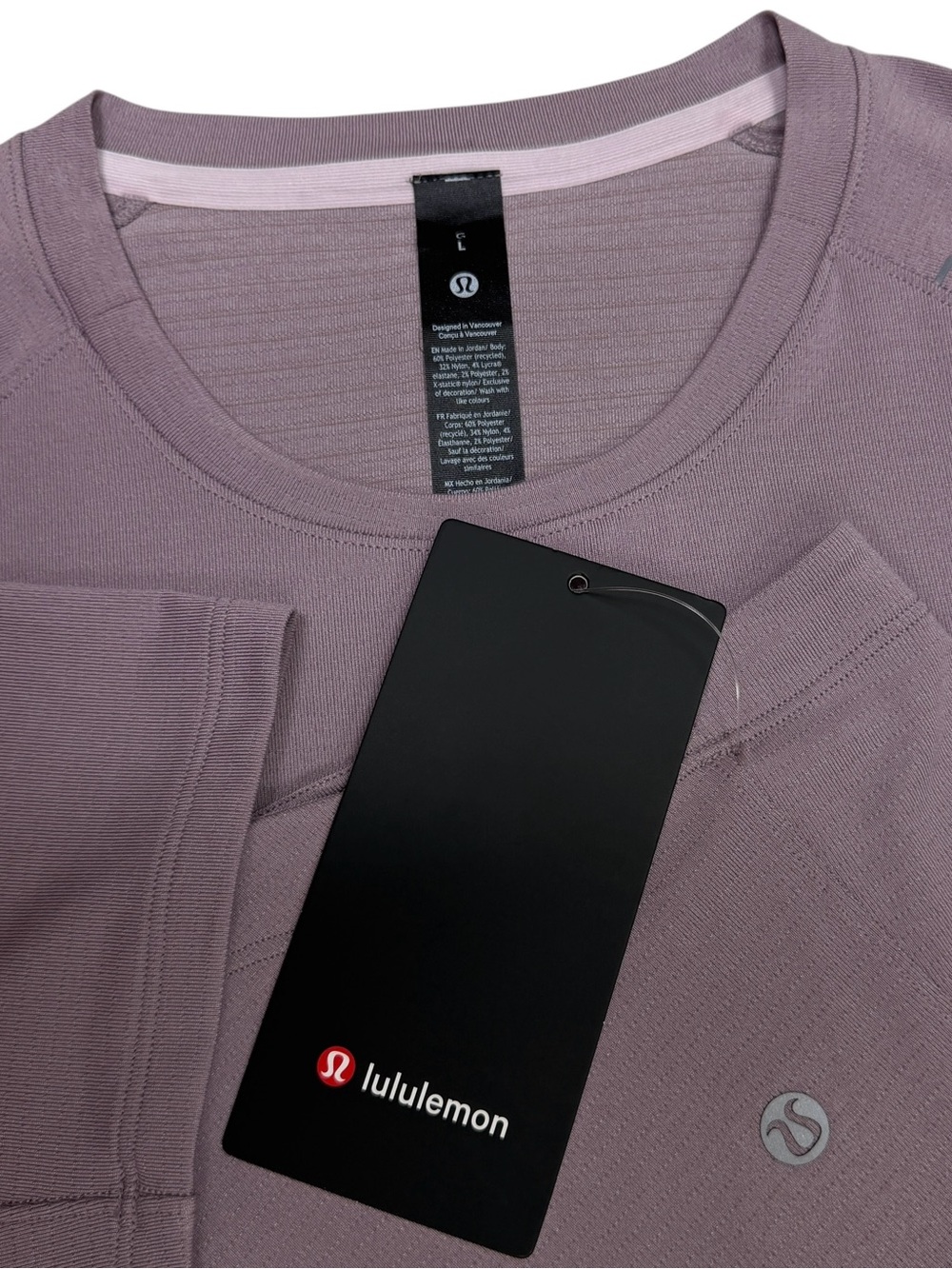 Lululemon Shirt Mens Large Lavender License to Train Short Sleeve Drysense NWT
